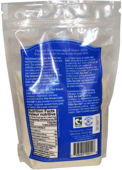食物，香料和調味料，鹽天然鹽 - Celtic Sea Salt, Fine Ground, Vital Mineral Blend, 1 lb (454 g)
