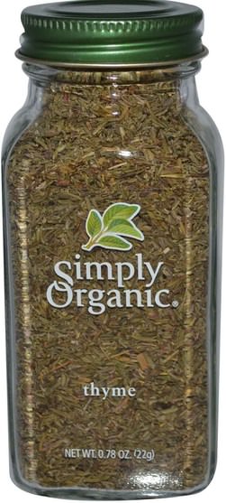 食物，香料和調味料，百里香香料 - Simply Organic Thyme, 0.78 oz (22 g)