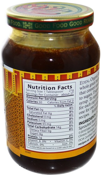 食物，甜味劑 - Eden Foods, Organic Traditional Barley Malt Syrup, 20 oz (566 g)