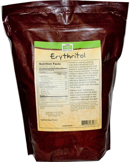 食物，甜味劑，赤蘚糖醇，烘焙助劑 - Now Foods, Erythritol, Natural Sweetener, 2.5 lbs (1134 g)