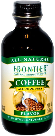 食物，甜味劑 - Frontier Natural Products, Coffee Flavor, Alcohol-Free, 2 fl oz (59 ml)