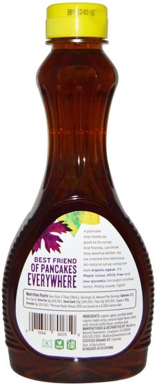 食物，甜味劑 - Madhava Natural Sweeteners, Organic Maple Agave Pancake Syrup, 11.75 fl oz (347 ml)