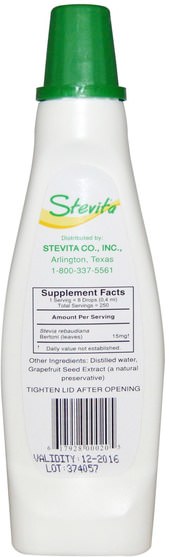 食物，甜味劑 - Stevita, Stevia Liquid Extract, 3.3 fl oz (100 ml)