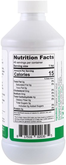 食物，甜味劑，補品 - Z!NT, Organic Yacon Syrup, Prebiotic Sweetener, 8 fl oz (236 ml)