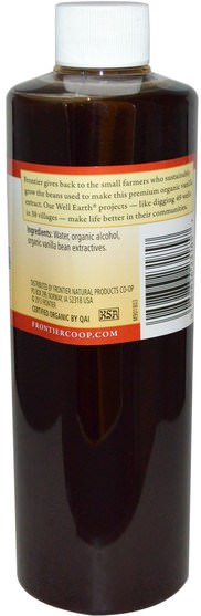 食物，甜味劑，香草精豆 - Frontier Natural Products, Organic Vanilla Extract, 16 fl oz (472 ml)