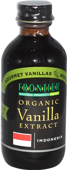 食物，甜味劑，香草精豆 - Frontier Natural Products, Organic Vanilla Extract, Indonesia, Farm Grown, 2 fl oz (59 ml)