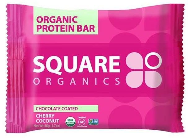 食物，素食，蛋白質棒 - Square Organics, Organic Protein Bar, Chocolate Coated Cherry, 12 Bars, 1.7 oz (48 g) Each