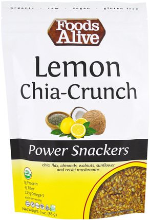 Power Snackers, Lemon Chia-Crunch, 3 oz (85 g) by Foods Alive, 食品，零食，堅果種子 HK 香港