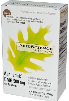 Aangamik DMG, 500 mg, 60 Chewable Tablets by FoodScience, 補充劑，dmg（正二甲基甘氨酸），感冒和病毒，免疫系統 HK 香港