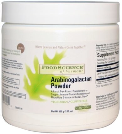 Arabinogalactan Powder, 3.53 oz (100 g) by FoodScience, 健康，感冒和病毒，免疫系統 HK 香港