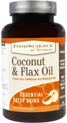 Coconut & Flax Oil, 90 Softgels by FoodScience, 補充劑，efa omega 3 6 9（epa dha），亞麻油軟膠囊，食品，椰子油，椰子油軟膠囊 HK 香港