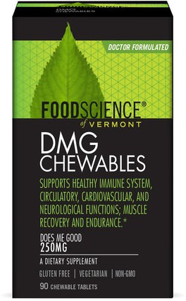 DMG Chewables, 250 mg, 90 Chewable Tablets by FoodScience, 補充劑，dmg（正二甲基甘氨酸） HK 香港
