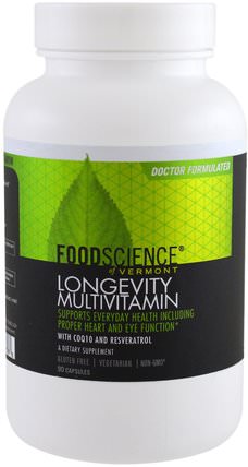 Longevity Support Multivitamin, 90 Capsules by FoodScience, 維生素，多種維生素 HK 香港