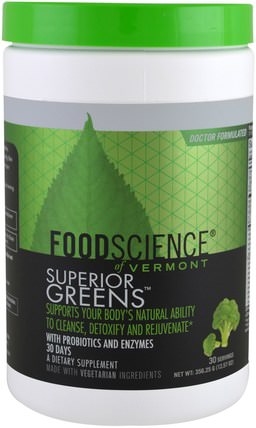 Superior Greens, 12.57 oz (356.25 g) by FoodScience, 補品，超級食品，綠色蔬菜 HK 香港