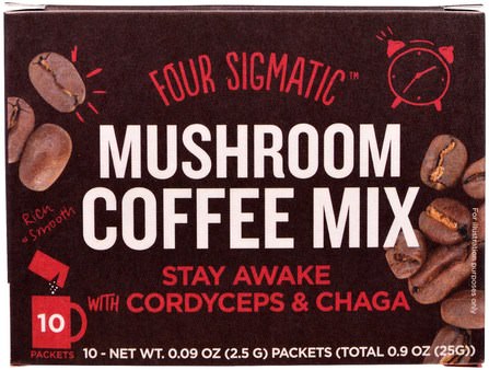 Mushroom Coffee With Cordyceps, 10 Packets, 0.09 oz (2.5 g) Each by Four Sigmatic, 補充劑，adaptogen，藥用蘑菇，冬蟲夏草蘑菇 HK 香港