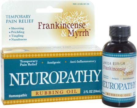 Frankincense & Myrrh, Neuropathy, Rubbing Oil, 2 fl oz (59 ml) by Frankincense & Myrrh, 補充劑，順勢療法緩解疼痛 HK 香港