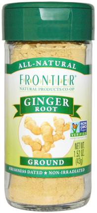 Ginger Root, Ground, 1.52 oz (43 g) by Frontier Natural Products, 草藥，姜根，姜香料，食品，香料和調味料 HK 香港