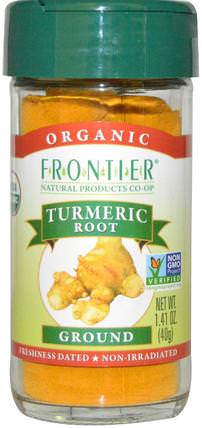 Organic Turmeric Root, Ground, 1.41 oz (40 g) by Frontier Natural Products, 食品，香料和調料，薑黃香料，補品，抗氧化劑，薑黃素 HK 香港