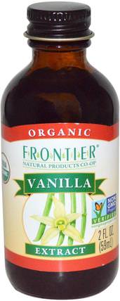Organic Vanilla Extract, 2 fl oz (59 ml) by Frontier Natural Products, 補充劑，香草精華豆 HK 香港
