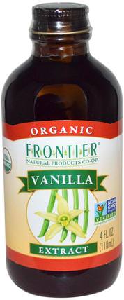 Organic Vanilla Extract, 4 fl oz (118 ml) by Frontier Natural Products, 食物，甜味劑，香草精豆 HK 香港