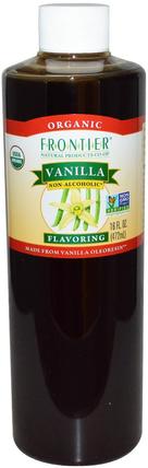 Organic Vanilla Flavoring, Non-Alcoholic, 16 fl oz (472 ml) by Frontier Natural Products, 食物，甜味劑，香草精豆 HK 香港
