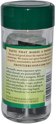 Saffron, Threads, 0.036 oz (1 g) by Frontier Natural Products, 食品，香料和調料，藏紅花香料 HK 香港