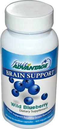 Brain Support, Wild Blueberry, 425 mg, 60 Capsules by Fruit Advantage, 草藥，藍莓 HK 香港