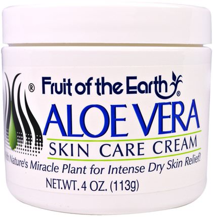 Aloe Vera Skin Care Cream, 4 oz (113 g) by Fruit of the Earth, 沐浴，美容，蘆薈乳液乳液凝膠 HK 香港
