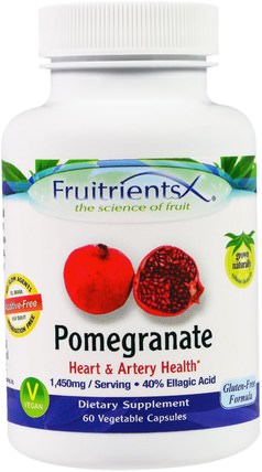 Pomegranate, 60 Veggie Caps by Fruitrients, 補充劑，抗氧化劑，石榴汁提取物 HK 香港