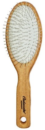 Ambassador Hairbrushes, Wooden, Large, Oval/Steel Pins, 1 Hair Brush by Fuchs Brushes, 洗澡，美容，毛刷，頭髮，頭皮 HK 香港