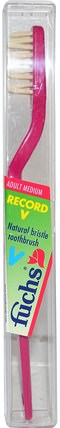 Record V, Natural Bristle Toothbrush, Adult Medium, 1 Toothbrush by Fuchs Brushes, 洗澡，美容，口腔牙科護理，牙刷 HK 香港