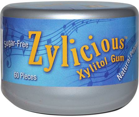 Zylicious Xylitol Gum, Natural Peppermint Flavor, 60 Pieces by Fun Fresh Foods, 洗澡，美容，口腔牙齒護理，牙齦薄荷糖，口香糖，木糖醇口香糖糖果 HK 香港