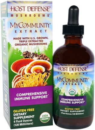 Host Defense Mushrooms, Organic MyCommunity Extract, Comprehensive Immune Support, 4 fl oz (120 ml) by Fungi Perfecti, 補品，藥用蘑菇，免疫支持 HK 香港