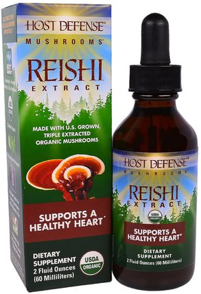 Host Defense Mushrooms, Organic Reishi Extract, Supports A Healthy Heart, 2 fl oz (60 ml) by Fungi Perfecti, 補充劑，adaptogen，藥用蘑菇 HK 香港