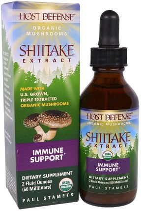 Host Defense, Organic Shiitake Extract, Immune Support, 2 fl oz (60 ml) by Fungi Perfecti, 補充劑，適應原，免疫支持 HK 香港