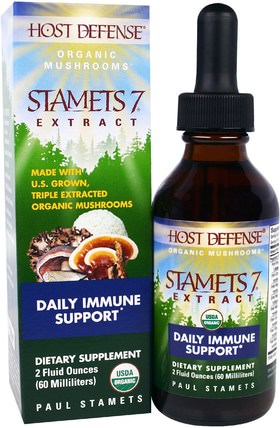 Host Defense, Organic Stamets 7 Extract, Daily Immune Support, 2 fl oz (60 ml) by Fungi Perfecti, 補品，藥用蘑菇，免疫支持 HK 香港