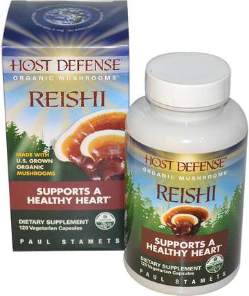 Host Defense, Reishi, Supports A Healthy Heart, 120 Veggie Caps by Fungi Perfecti, 補充劑，藥用蘑菇，蘑菇膠囊，adaptogen HK 香港