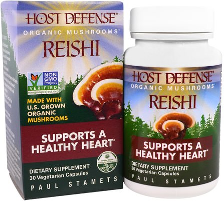 Host Defense, Reishi, Supports a Healthy Heart, 30 Veggie Caps by Fungi Perfecti, 補充劑，adaptogen，藥用蘑菇 HK 香港