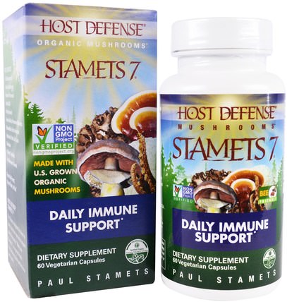 Host Defense, Stamets 7, Daily Immune Support, 60 Veggie Caps by Fungi Perfecti, 補充劑，藥用蘑菇，蘑菇膠囊，蘑菇混合組合 HK 香港
