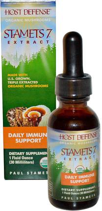 Host Defense, Stamets 7 Extract, Daily Immune Support, 1 fl oz (30 ml) by Fungi Perfecti, 補充劑，藥用蘑菇，蘑菇混合組合 HK 香港