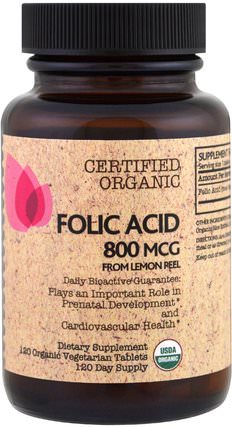 Folic Acid From Lemon Peel, 800 mcg, 120 Organic Veggie Tabs by FutureBiotics, 維生素，葉酸 HK 香港