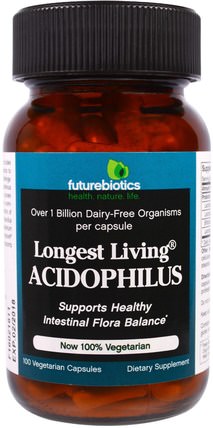 Longest Living Acidophilus, 100 Veggie Caps by FutureBiotics, 補充劑，益生菌，嗜酸乳桿菌，穩定的益生菌 HK 香港
