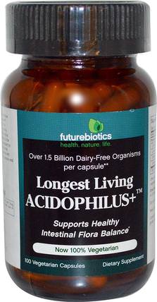 Longest Living Acidophilus+, 100 Veggie Caps by FutureBiotics, 補充劑，益生菌，嗜酸乳桿菌 HK 香港