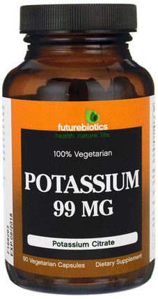 Potassium, 99 mg, 90 Veggie Caps by FutureBiotics, 補充劑，礦物質，鉀 HK 香港