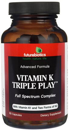 Vitamin K Triple Play, 60 Capsules by FutureBiotics, 維生素，維生素K HK 香港