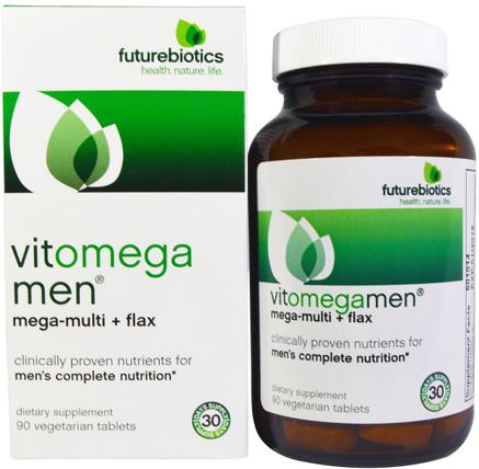 Vitomega Men, Mega-Multi + Flax, 90 Veggie Tabs by FutureBiotics, 維生素，男性多種維生素 HK 香港