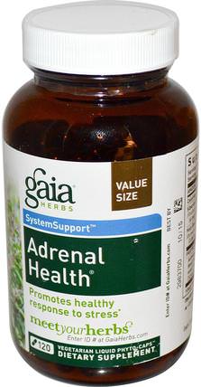 Adrenal Health, 120 Vegetarian Liquid Phyto-Caps by Gaia Herbs, 健康，抗應激，補品，腎上腺 HK 香港