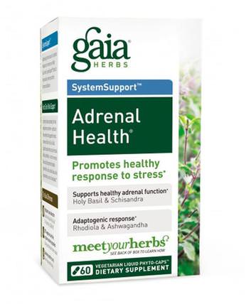 Adrenal Health, 60 Vegetarian Liquid Phyto-Caps by Gaia Herbs, 健康，抗應激，補品，腎上腺 HK 香港