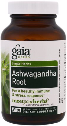 Ashwagandha Root, 120 Vegan Liquid Phyto-Caps by Gaia Herbs, 健康，感冒和病毒，免疫系統 HK 香港