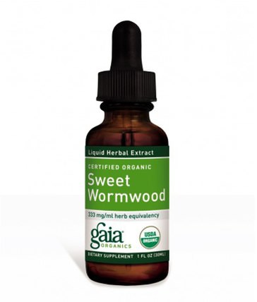Certified Organic Sweet Wormwood, 1 fl oz (30 ml) by Gaia Herbs, 草藥，青蒿 HK 香港
